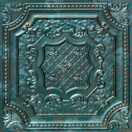 Elizabethan Shield Faux Tin/ PVC 24-in X 24-in Patina Textured Surface-mount Ceiling Tile, 10PK